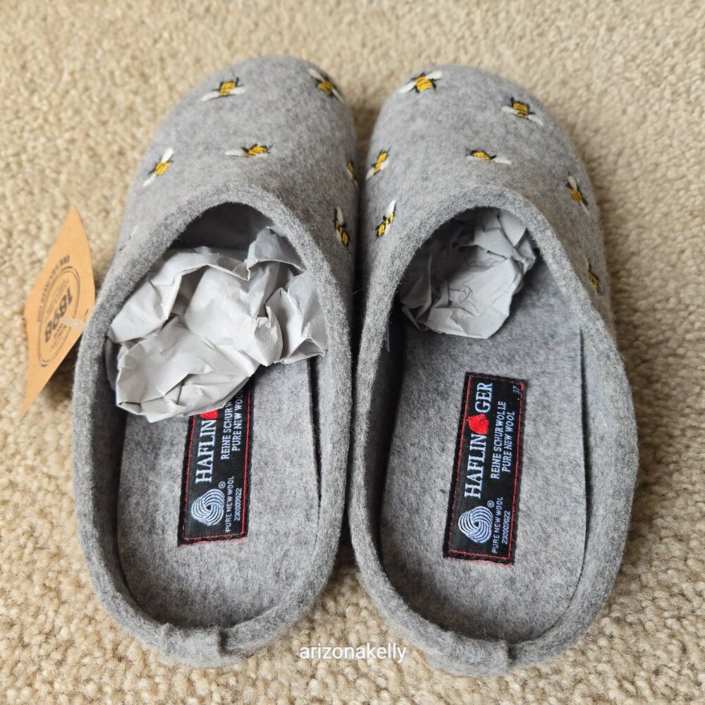 NIB Haflinger Wool Slippers Bumblebees Bees Api Size 37 - Picture 3 of 10